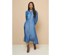 Petite Denim Look Maxi Shirt Dress Wallis Mid Wash 18