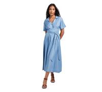 Wallis Women's Petite Denim Look Zip Belted Midi Dress in Light Wash | Size: 14 Wallis Light Wash 14