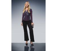 Wallis Petite Devore Jersey Twist Top In Plum plum