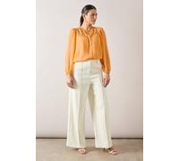 Wallis Petite Dobby Button Collarless Blouse In Orange orange 16