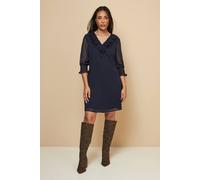 Wallis Petite Dobby Ruffle Shift Dress In Navy navy