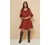 Wallis Petite Dobby Ruffle Shift Dress In Rust rust