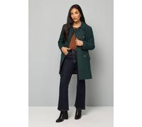 Wallis Petite Double Breasted Pea Coat In Green green 14
