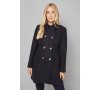 Wallis Petite Double Breasted Pea Coat In Navy navy 12