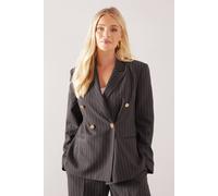 Wallis Petite Double Breasted Pinstripe Blazer In Black black 14