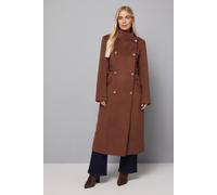 Wallis Petite Double Breasted Tab Detail Funnel Coat In Chocolate chocolate 12
