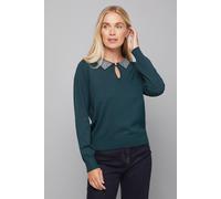 Wallis Petite Embellished Collar Knitted Jumper In Teal teal S