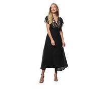 Wallis Petite Embellished Floral Angel Sleeve Midi Dress In Black black 18