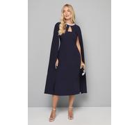 Wallis Petite Embellished Seam Detail Cape Sleeve Dress In Navy navy