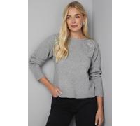 Wallis Petite Embellished V Neck Jumper In Grey grey