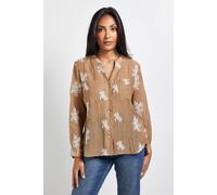 Wallis Women's Petite Embroidered Overhead Shirt in Taupe | Size: 14 Wallis Taupe 14