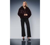 Wallis Women's Petite Faux Fur Edge to Edge Jacket in Berry | Size: 14 Wallis Berry 14