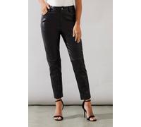 Wallis Petite Faux Leather Jeans In Black black 16