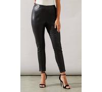 Wallis Petite Faux Leather Leggings In Black black
