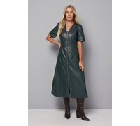 Wallis Petite Faux Leather Zip Midi Dress In Green green 8