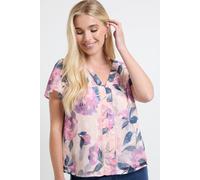 Wallis Petite Floral Burn Out Lace Insert Blouse In Pink pink