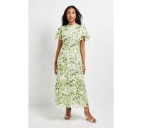 Wallis Petite Floral Burn Out Ruffle Midi Dress In Yellow yellow 14