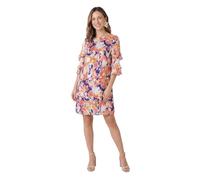 Wallis Petite Floral Burn Out Ruffle Shift Dress, 14, Navy