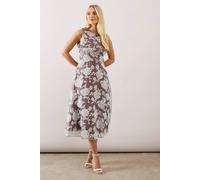 Wallis Petite Floral Burnout Sleeveless Midi Dress In Rose rose 14