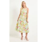 Wallis Women's Petite Floral Check Ottoman Midi Dress in Green | Size: 12 Wallis Green 12