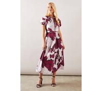 Wallis Petite Floral Cotton Puff Sleeve Belted Midi Dress In Ivory ivory 10