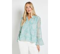 Wallis Women's Petite Floral Cuff Detail Ladder Trim Blouse in Mint | Size: 14 Wallis Mint 14