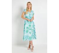 Wallis Women's Petite Floral Dobby Ruffle Midi Dress in Blue | Size: 18 Wallis Blue 18