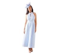 Wallis Petite Floral Jacquard Halterneck Midaxi Dress, 16, Blue