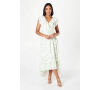 Wallis Petite Floral Jacquard Satin Ruffle Maxi Dress In Green green 8