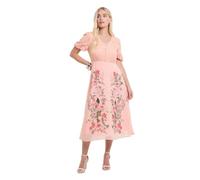 Wallis Women's Petite Floral Lace Button Midi Dress in Blush | Size: 14 Wallis Blush 14