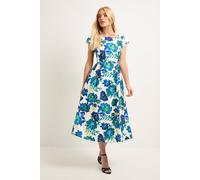 Wallis Petite Floral Ottoman Fit & Flare Midaxi Dress In Ivory ivory 12