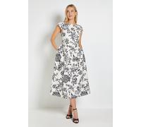 Wallis Women's Petite Floral Ottoman Fit & Flare Midaxi Dress in Ivory | Size: 16 Wallis Ivory 16