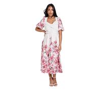Wallis Women's Petite Floral Ottoman Twist Midi Dress in Ivory | Size: 8 Wallis Ivory 8