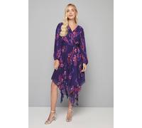 Wallis Petite Floral Pleated Asymmetric Wrap Dress In Cobalt cobalt 12