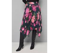 Wallis Women's Petite Floral Pleated Hanky Hem Midi Skirt in Green | Size: 10 Wallis Green 10