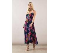Wallis Petite Floral Pleated V Neck Midi Dress multi 14