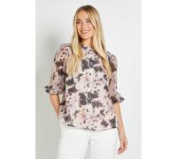 Wallis Women's Petite Floral Print Pleat Detail Organza Shirt in Ivory | Size: 18 Wallis Ivory 18