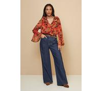 Wallis Petite Floral Print Ruffle Detail Blouse In Mustard mustard 16