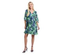 Wallis Petite Floral Print Ruffle Shift Dress, 14, Navy