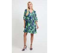 Wallis Petite Floral Print Ruffle Shift Dress In Navy navy