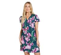 Wallis Petite Floral Ruffle Neck Shift Dress, 10, Green