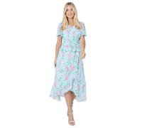 Wallis Petite Floral Ruffle Peplum Midi Dress, 14, Blush