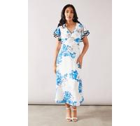 Wallis Petite Floral Ruffle Twist Midaxi Dress In Ivory ivory 12