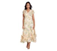 Wallis Women's Petite Floral Satin Ruffle Hem Midaxi Dress in Yellow | Size: 16 Wallis Yellow 16