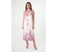 Wallis Women's Petite Floral Satin Scarf Midi Dress in Blush | Size: 8 Wallis Blush 8