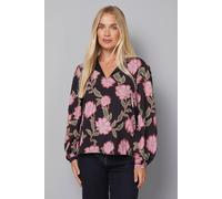 Wallis Petite Floral Tie Blouse In Black black 12