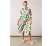 Wallis Petite Floral Viscose Linen Midi Shirt Dress In Neutral neutral 16