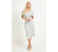 Wallis Women's Petite Floral Zip Flare Sleeve Midi Dress in Green | Size: 18 Wallis Green 18