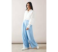Wallis Women's Petite Fluid Wide Leg Trouser in Denim-Blue | Size: 12 Wallis Denim-Blue 12