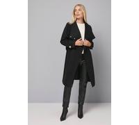 Wallis Petite Funnel Neck Tie Belt Coat, 16, Black